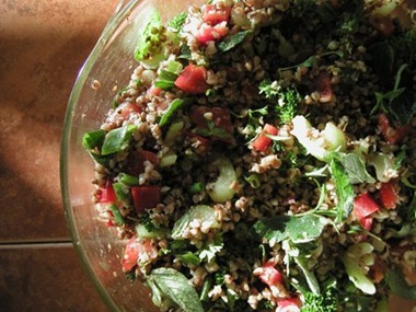 Mixed herb kasha salad